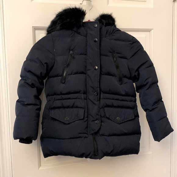 Zara kids girls winter puffer in navy blue - Picture 1 of 12